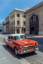 HAVANA, CUBA - APRIL 1, 2012: Orange Chevrolet vintage car Royalty Free Stock Photo