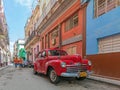 HAVANA, CUBA - APRIL 1, 2012: Red Ford vintage car Royalty Free Stock Photo