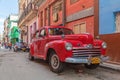 HAVANA, CUBA - APRIL 1, 2012: Red Ford vintage car Royalty Free Stock Photo