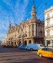 HAVANA, CUBA - APRIL 2, 2012: Retro cars parked in front of Great Theater Royalty Free Stock Photo