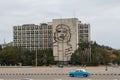 Havana, Cuba - April 13, 2017: Revolution square in the center of Havana with featuring an iron mural of Che Guevara`s face on