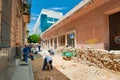 HAVANA, CUBA - AUG 15, 2016. Workers replacing the typical road