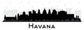 Havana Cuba City Skyline Silhouette with Black Buildings Isolated on White