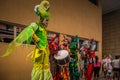 Havana / Cuba - 04.16.2015: Colorful stilt walkers performing during the International Festival of Dance in Urban Landscapes