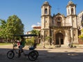 Church of the Holy Christ of Good Journey to Old Havana and bicytaxi Royalty Free Stock Photo