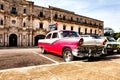 Havana, Cuba, December 12, 2016: Group of colorful vintage class Royalty Free Stock Photo