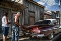 Havana, CUBA - DECEMBER 10, 2014: Old classic American car park Royalty Free Stock Photo