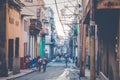 HAVANA, CUBA - DECEMBER 10, 2019: Vintage colored classic american cars in Old Havana, Cuba Royalty Free Stock Photo