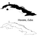 Havana Cuba. Detailed Country Map with Location Pin on Capital City.