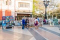 HAVANA, CUBA - FEB 21, 2016: Artist stall at the pedestrian zone of Paseo de Marti Prado avenue in Havana