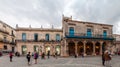 HAVANA, CUBA - FEB 20, 2016: Old colonial buildings on Plaza de la Catedral square in Habana Vieja Royalty Free Stock Photo