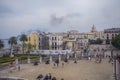 HAVANA, CUBA - FEB 16, 2017: View of Old Havana plaza with cannons and typical colonial architecture in the background