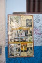 HAVANA, CUBA - JANUARY 27, 2013: Restaurant Bodeguita del Medio. Poster with autographs about an entrance. This restaurant was fa