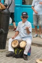 Street musician perform for tourists and tips in Old Havana, Havana, Cuba Royalty Free Stock Photo