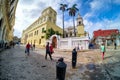 Street scene in Old Havana with people and decaying buildings Royalty Free Stock Photo