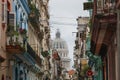 Havana, Cuba - 09 January, 2017: view of the central streets of Havana, Cuba. many buildings and historical places