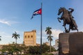 HAVANA CUBA. JANUARY 2: View of the statue of Jose Marti on his horse, in the Plaza 13 de Marzo on January 2, 2021 in