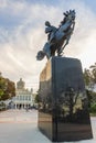 HAVANA CUBA. JANUARY 2: View of the statue of Jose Marti on his horse, in the Plaza 13 de Marzo on January 2, 2021 in