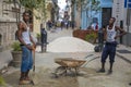 Havana, Cuba - 24 January 2013: A view of the streets of the city with cuban people