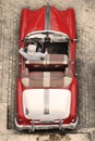 Old classic american car, top view in Havana, Cuba Royalty Free Stock Photo