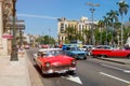 Classic cars next to the Great Theater and famous hotels in Old Havana