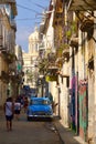 Old car and colorful weathered buildings in Old Havana