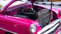 Havana, Cuba - May 02, 2019: closeup of Chevrolet convertible classic car. repair of taxi grancar. Royalty Free Stock Photo