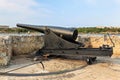 HAVANA, CUBA - MAY 15, 2012: An old iron cannon gun historically used for the defense of the port of Havana against pirates Royalty Free Stock Photo