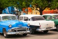 Havana, Cuba - November, 2018: Colorful vintage classic American cars parked on the street of Old Havana, Cuba Royalty Free Stock Photo