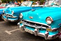 Havana, Cuba - November, 2018: Colorful vintage classic American cars parked on the street of Old Havana, Cuba Royalty Free Stock Photo