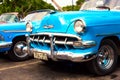 Havana, Cuba - November, 2018: Colorful vintage classic American cars parked on the street of Old Havana, Cuba Royalty Free Stock Photo