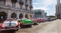 Classic, colorful, American cars in Havana, Cuba Royalty Free Stock Photo