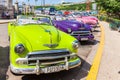 Colorful, old, classic American cars in Old Havana Royalty Free Stock Photo