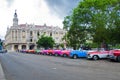 HAVANA, CUBA - SEPT 10, 2016. Old classic american cars parked i Royalty Free Stock Photo