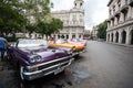 Havana, Cuba - September 22, 2015: Classic american car parked o Royalty Free Stock Photo