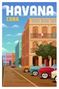 Havana, Cuba. Vector travel poster.