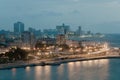 Havana at dusk with city lights.Cuba