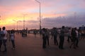 Havana Malecon and people at sunset