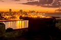 Havana at night with an old spanish cannon