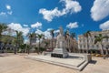 HAVANA, CUBA - OCTOBER 20, 2017: Havana Old Town Cetral Park in Havana with Statue of Jose Marti and Jose Vivalta