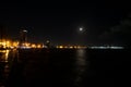 HavanaÃÂ´s malecÃÂ³n during nigh time