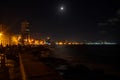 HavanaÃÂ´s malecÃÂ³n during nigh time