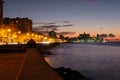 The   Havana seaside skyline illuminated at night Royalty Free Stock Photo