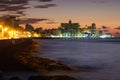 The   Havana seaside skyline illuminated at night Royalty Free Stock Photo