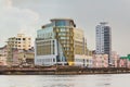 Havana skyline in the afternoon showing new and old buildings along the malecon