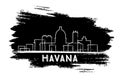 Havana Skyline Silhouette. Hand Drawn Sketch.