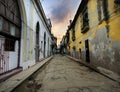 Havana street with eroded buildings Royalty Free Stock Photo