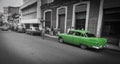 Havana street scene in monochrome old dilapidated buildings, peo Royalty Free Stock Photo