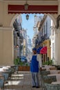 Havana, view from CafÃÂ© to small street and Capitolio in Havana, Cuba