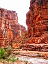 Havasupai Falls, pools, blue water, geological formation rock walls Royalty Free Stock Photo